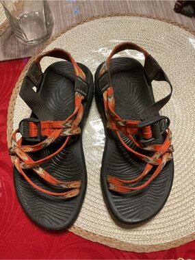Chaco Women's Orange and Brown Multi-Strap Sport Sandals